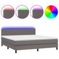 vidaXL Boxspring posteľ s matracom a LED sivá 160x200 cm umelá koža