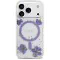 Puzdro Guess Resin Flowers Glitter MagSafe pre iPhone 17 Pro fialové