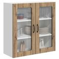 vidaXL Nástenný sklenený kabinet LUCCA Dub artisan 80 x 31 x 80 cm