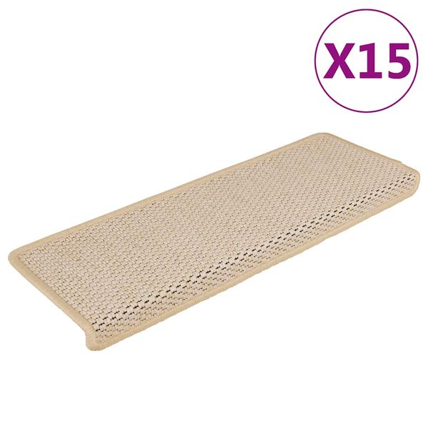 vidaXL Samolepiace nášľapy na schody sisal 15 ks 65x21x4 cm Berber