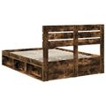 vidaXL Rám postele Dymová dub 150 x 200 cm Masívne borovicové drevo