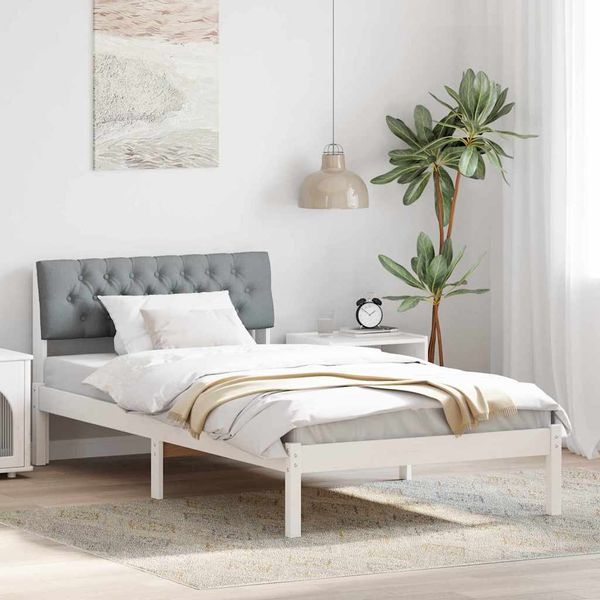 vidaXL Rám postele Biela a svetlosivá 100 x 200 cm Borovicový masív