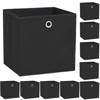 vidaXL Úložné boxy, 10 ks, netkaná textília, 32x32x32 cm, čierne