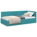 vidaXL Rohový rám postele Tyrkysová 90 cm x 190 cm Zamat