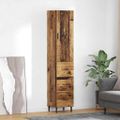 vidaXL Highboard Staré drevo 34,5 x 34 x 180 cm Kompozitné drevo