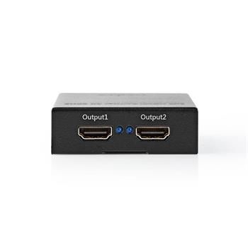Nedis VSPL3472AT - HDMI Rozbočovač | 2 Porty port(s) | Vstup HDMI ™ | 2x výstup HDMI ™ | 4K@60Hz | 18 Gbps | Kov | čern HDMI splitter, 2 porty, 4K@60Hz, 18 Gbps, HDCP 2.2, 3D, HDR, kovový, antracit