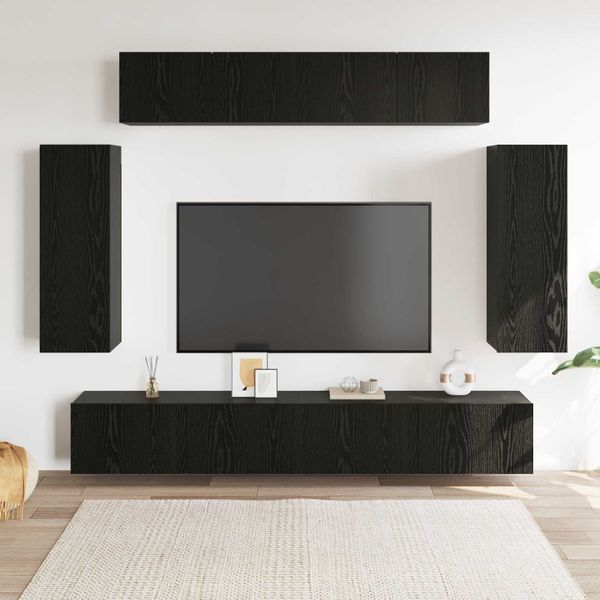vidaXL Zostava TV skriniek Nástenný 6 pcs Čierny dub 100 x 30 x 30 cm