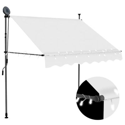 vidaXL Ručne zaťahovacia markíza s LED 150 cm, krémová