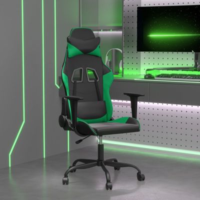 vidaXL Herná stolička čierna a zelená umelá koža