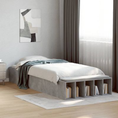 vidaXL Posteľný rám betónový sivý 100x200 cm borovicový masív