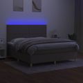vidaXL Posteľ boxsping s matracom a LED sivohnedá 180x200 cm látka