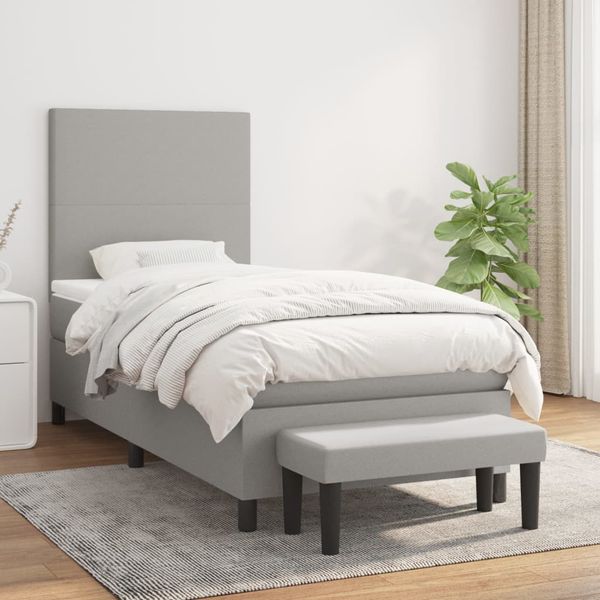 vidaXL Boxspring posteľ s matracom bledosivý 100x200 cm látka