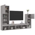 vidaXL 4-dielne TV nástenné skrinky s LED sivé sonoma kompozitné drevo