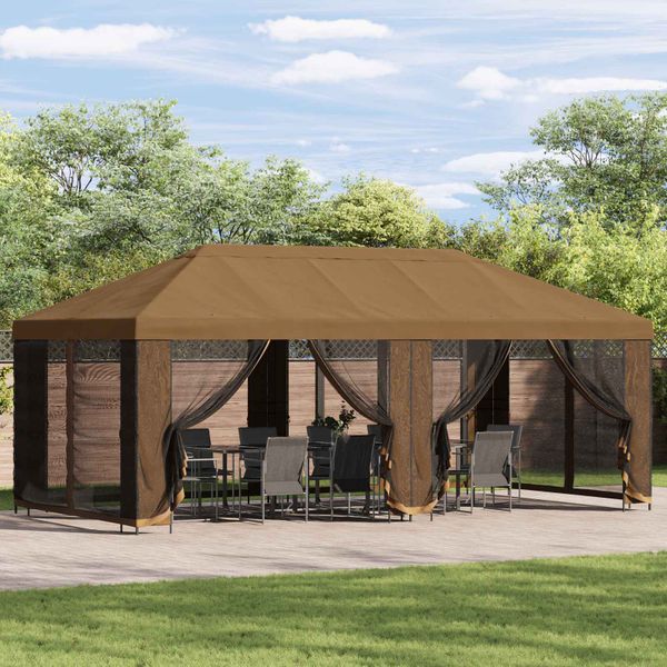 vidaXL Altánok so stenami 6 x 3 m Béžová Polyester a oceľ 190