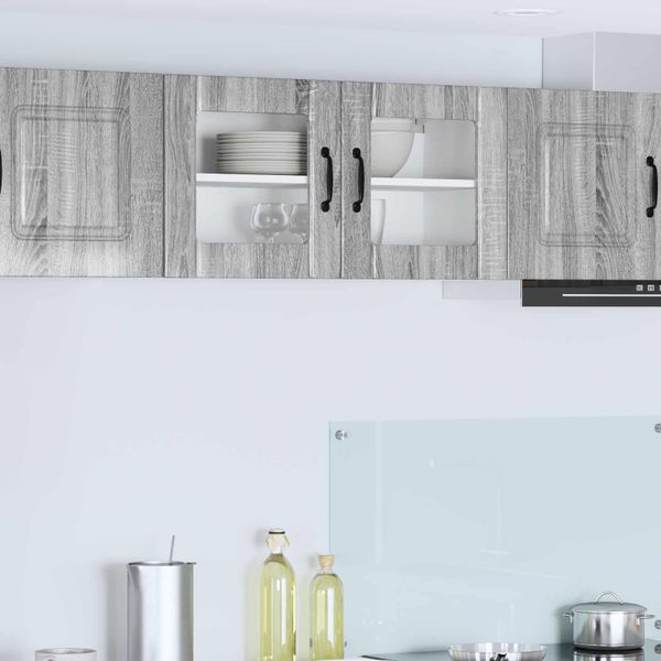 vidaXL Nástenný sklenený kabinet LUCCA Sivá sonoma 80 x 31 x 40 cm