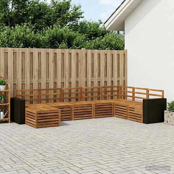 vidaXL Záhradná súprava gaučov 8 pcs Prírodná Pevné akáciové drevo
