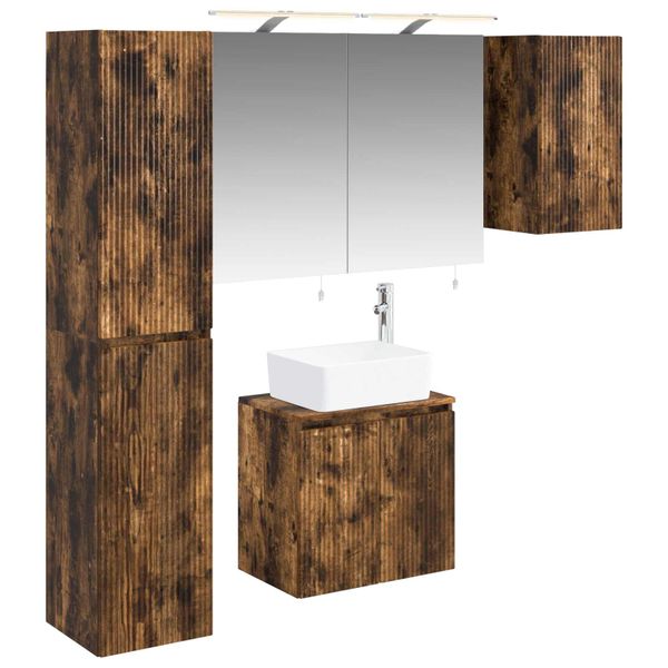 vidaXL Set kabinetov do kúpeľne 5 pcs Dymový dub 50 x 14,5 x 70 cm