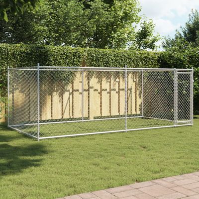 vidaXL Klietka pre psa s dvierkami šedá 4x2x1,5 m pozinkovaná oceľ