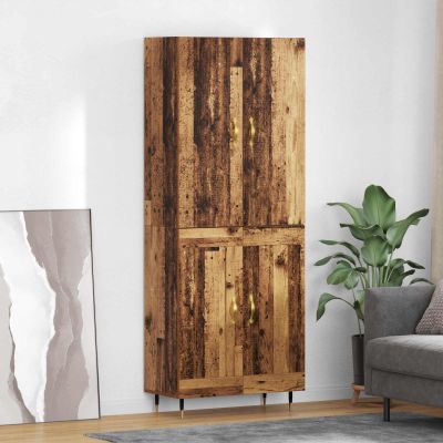 vidaXL Highboard Staré drevo 69,5 x 34 x 180 cm Kompozitné drevo