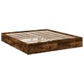 vidaXL Posteľný rám so zásuvkami dymový dub 200x200cm kompozitné drevo