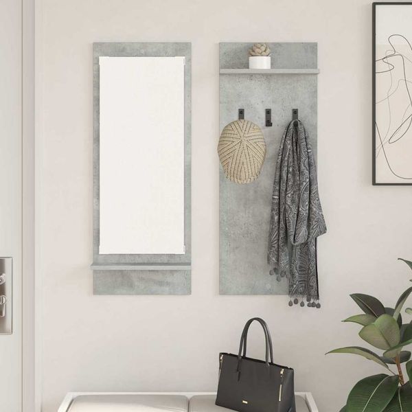 vidaXL Vešiak na stenu Betónová šedá 70 x 10 x 90 cm Kompozitné drevo