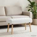 vidaXL Pruhovo prešitá lavica Biela 80 x 40 x 46 cm Látka