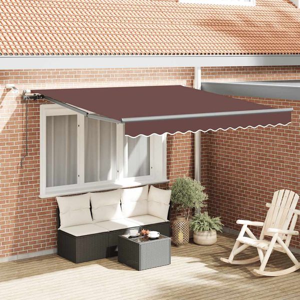 vidaXL Automaticky zaťahovacia markíza s LED hnedá 300x250 cm