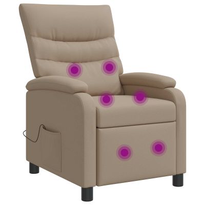 vidaXL Masážne relaxačné kreslo Kapučínová Umelá koža