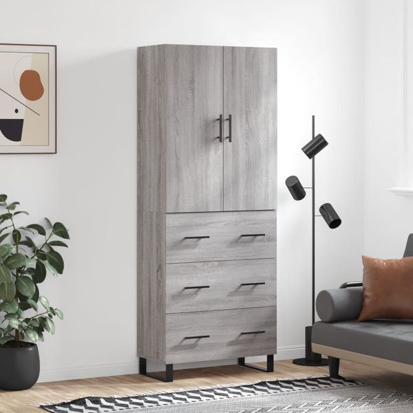 vidaXL Vysoká skrinka sivý dub sonoma 69,5x34x180 cm spracované drevo
