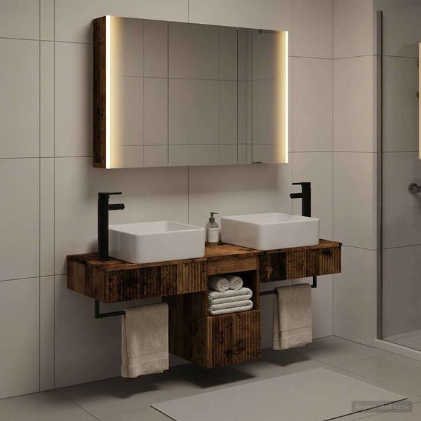 vidaXL Set kabinetov do kúpeľne 4 pcs Staré drevo 103,5 x 15,5 x 70 cm