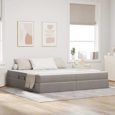 vidaXL Postel s úložným prostorem a matrací Sivohnedá 200 x 200 cm