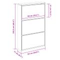 vidaXL Botník so zrkadlom 3-poschodový hnedý dub 63x17x102,5 cm