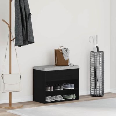 vidaXL Lavička na topánky Čierny dub 60 x 30 x 45 cm Kompozitné drevo