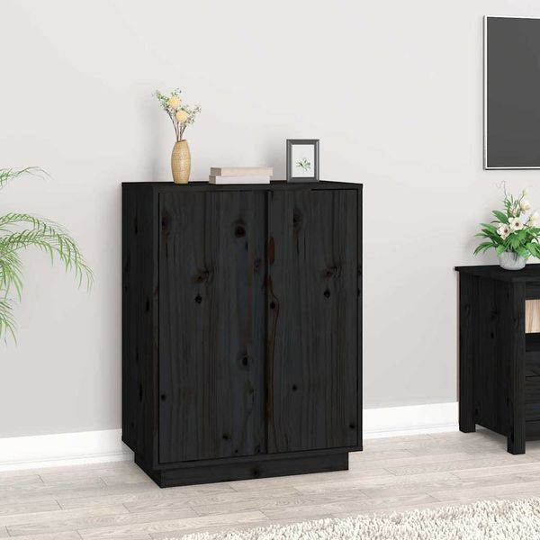 vidaXL Komoda čierna 60x35x80 cm borovicový masív