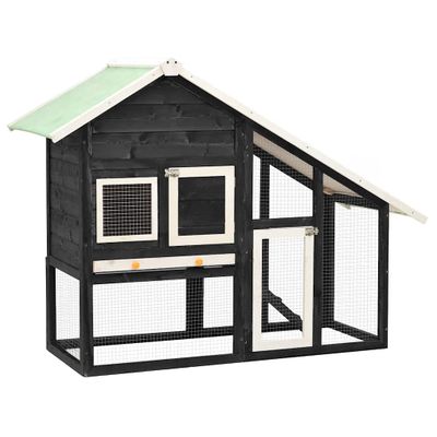vidaXL Králikáreň sivo-biela 140x63x120 cm jedľové drevo
