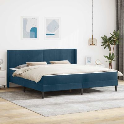 vidaXL Rám postele s matracom s čelnou doskou Modrá 180 x 200 cm Zamat