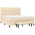 vidaXL Posteľný rám boxspring s matracom krémový 180x200 cm látka