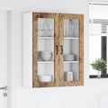 vidaXL Nástenný sklenený kabinet LUCCA Staré drevo 80 x 31 x 100 cm