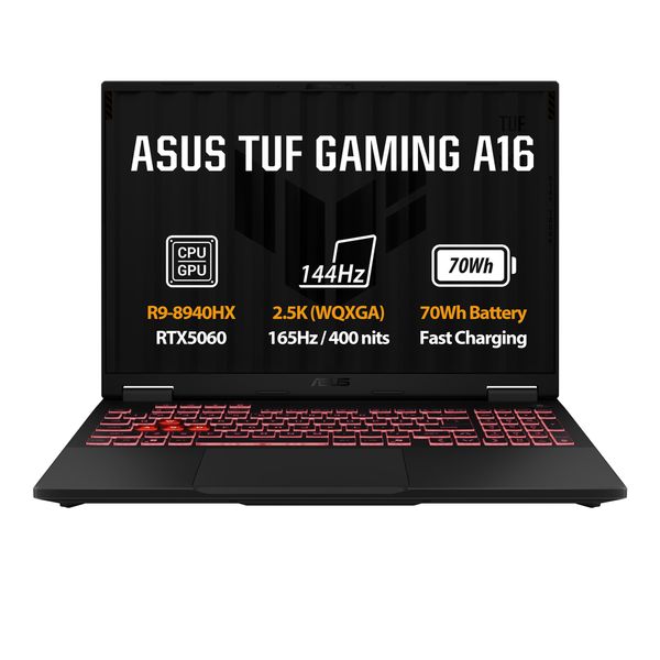 ASUS TUF Gaming A16/FA608PM-QT140WZ/R9-8940HX/16''/2560x1600/32GB/1TB/RTX 5060/W11H/Gray/2R