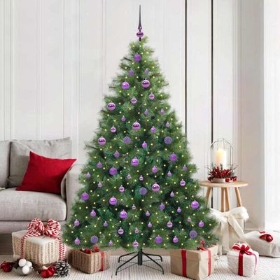 vidaXL Umelý vianočný stromček s 300 LED-i Zelená 180 cm PE a PVC