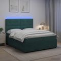 vidaXL LED boxspring posteľ s matracom Tmavozelená 200 x 200 cm Zamat
