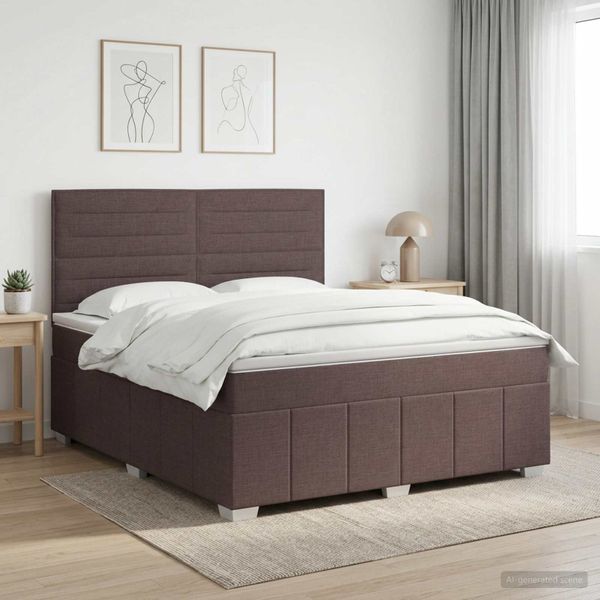 vidaXL Posteľ boxspring s matracom Tmavohnedá 140 x 200 cm Látka
