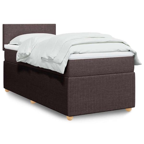 vidaXL Posteľný rám boxsping s matracom hnedý 90x200 cm látka