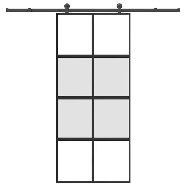 VidaXL posuvné dvere so sadou kovania 90x205 cm tvrdené sklo a hliník