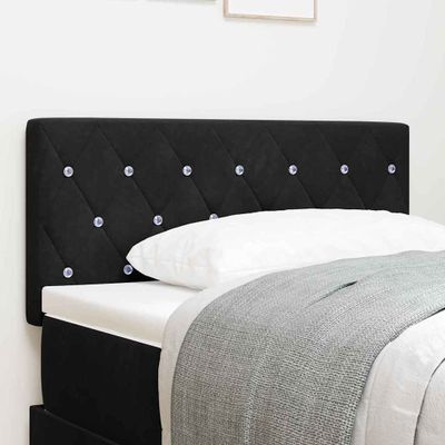 vidaXL LED hlavová doska s LED pásikmi Čierny 90 cm Zamat