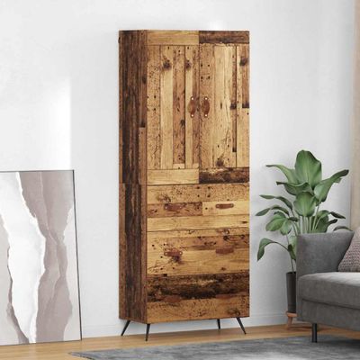 vidaXL Highboard Staré drevo 69,5 x 34 x 180 cm Kompozitné drevo