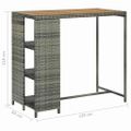 vidaXL Barový stolík s úložným regálom sivý 120x60x110 cm polyratan