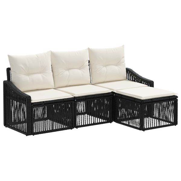vidaXL Súprava záhradných pohoviek 4 pcs Čierna polyratan