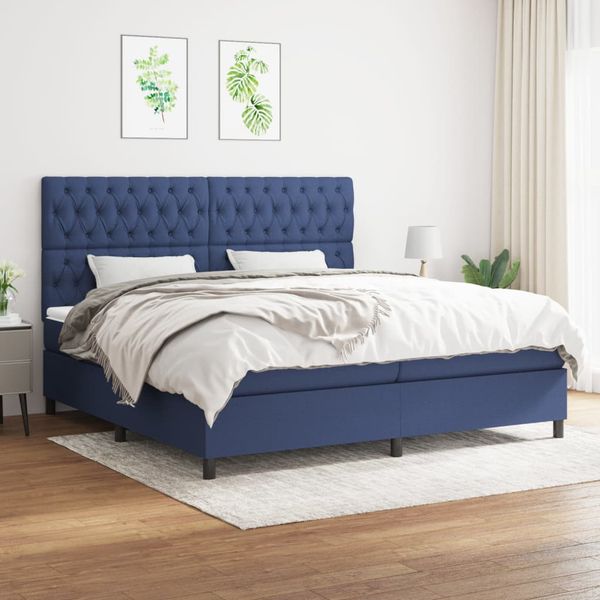 vidaXL Boxspring posteľ s matracom modrá 200x200 cm látka