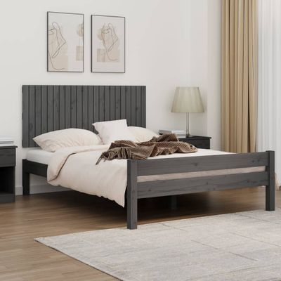 vidaXL Nástenné čelo postele sivé 140x3x60 cm masívna borovica